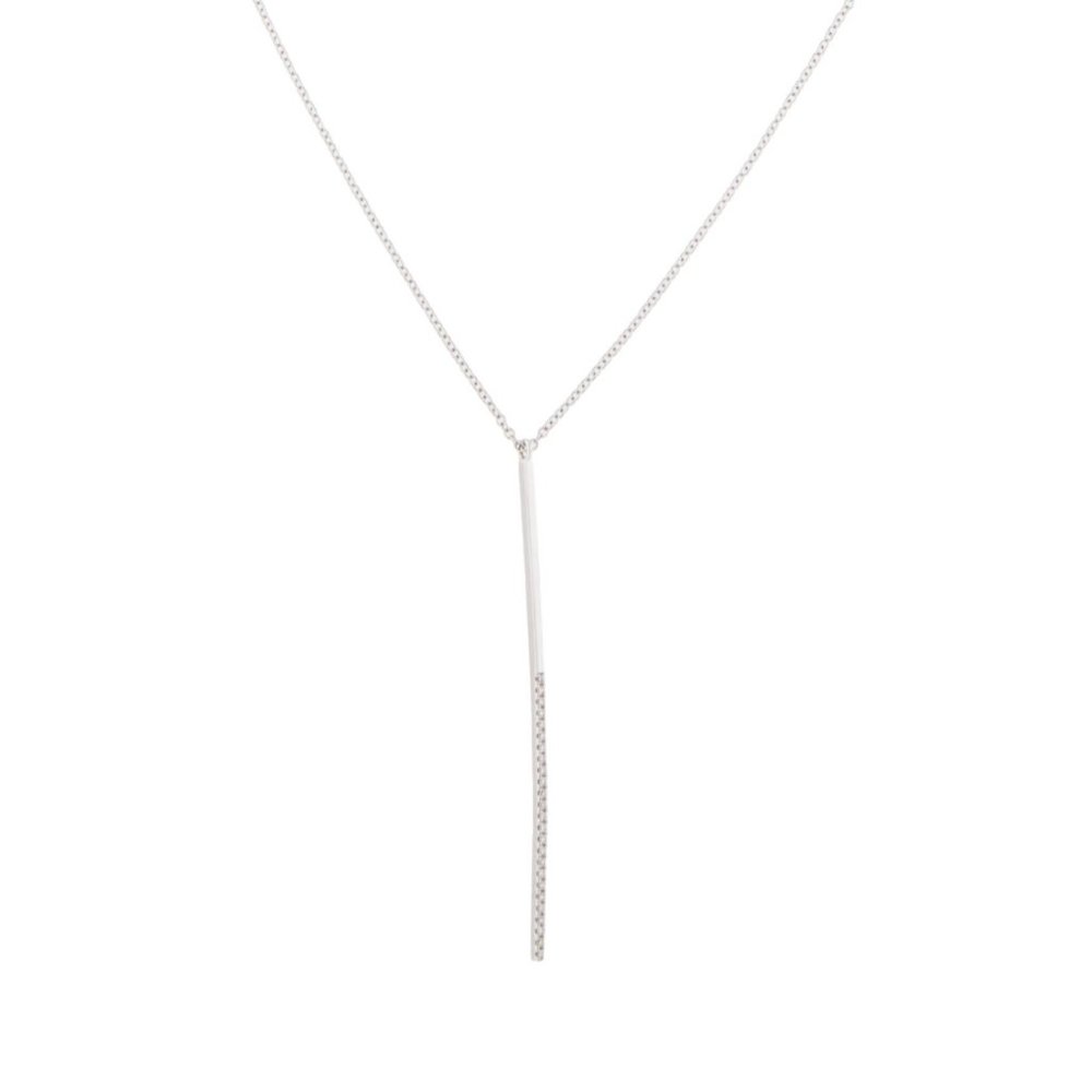 EF COLLECTION 14K WHITE GOLD & DIAMOND BAR NECKLACE